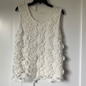 Solitaire sleeveless blouse, cream, lace overlay L